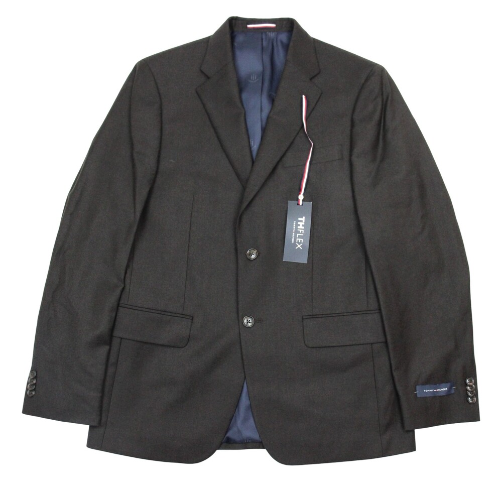 Tommy Hilfiger Sport Coat 44 L Mens Modern Fit Brown Wool Flex Blazer Jacket